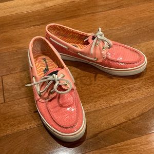 Sperry Pink Sequin Flats